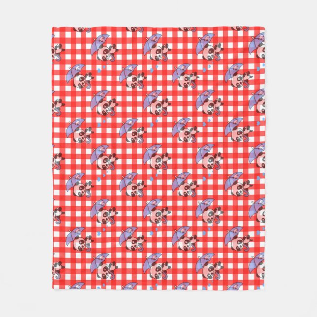 Niedlich Red Gingham Karo Fleecedecke (Vorderseite)
