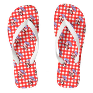 Niedlich Red Gingham Karo Flip Flops