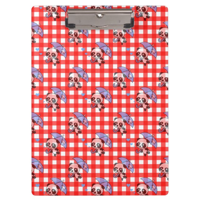 Niedlich Red Gingham Karo Klemmbrett (Vorderseite)