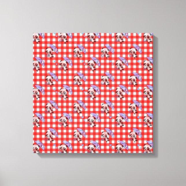 Niedlich Red Gingham Karo Leinwanddruck (Vorderseite)