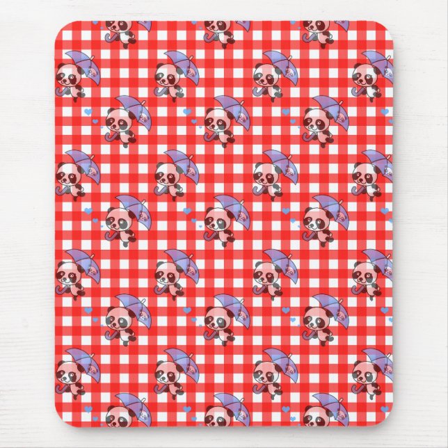 Niedlich Red Gingham Karo Mousepad (Vorne)