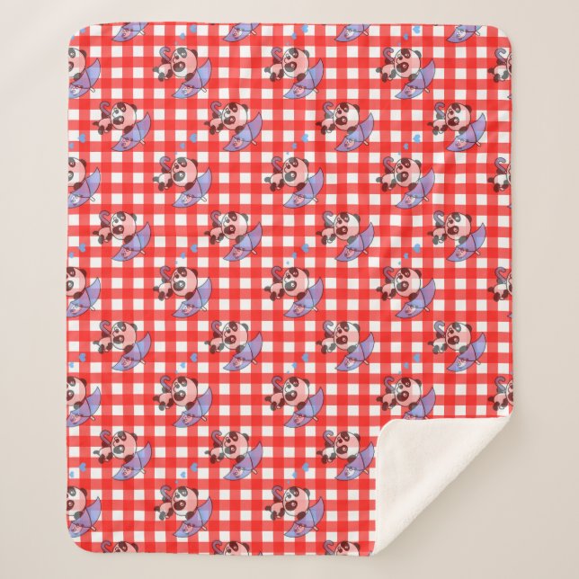 Niedlich Red Gingham Karo Sherpadecke (Vorderseite)