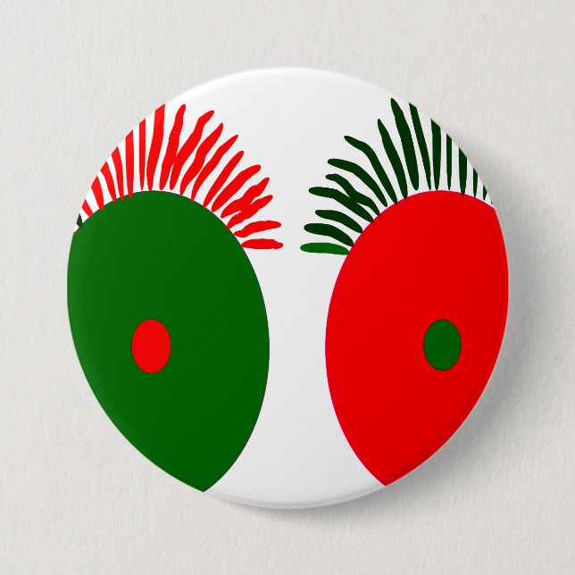 Niedlich Red Green Christmas Eyes Button (Vorderseite)