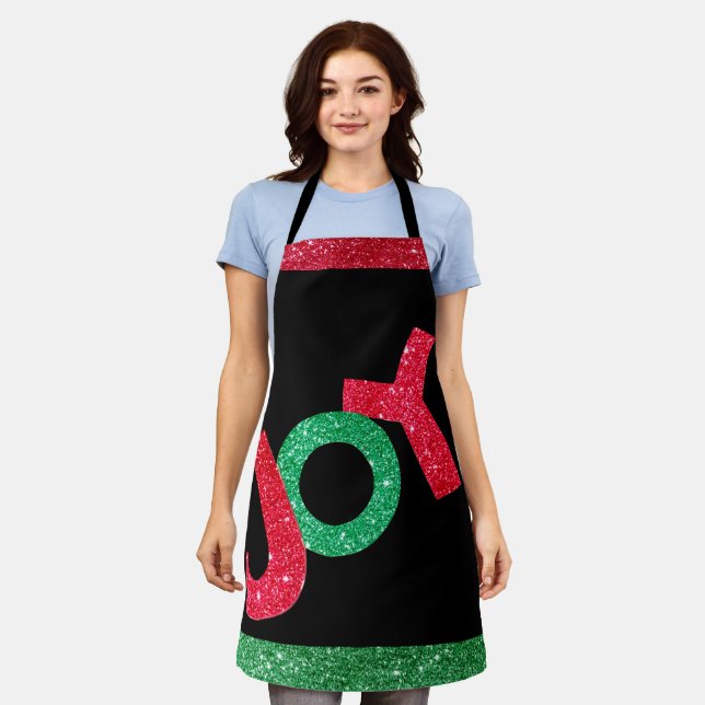 Niedlich Red Green Glitzer Weihnachtsfreude Schürze (Getragen)