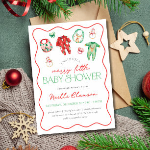 Niedlich Red Green Merry Little Christmas Baby Sho Einladung