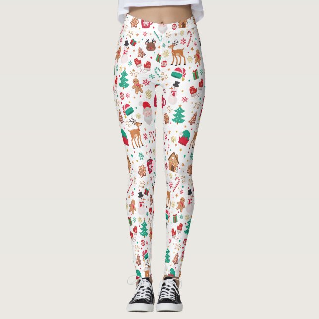 Niedlich Red Green Ugge Weihnachtsmann Leggings (Vorderseite)