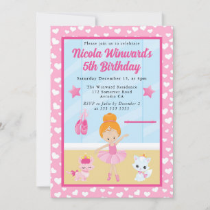 Niedlich Red Hairs Ballerina Kindergeburtstag Einladung