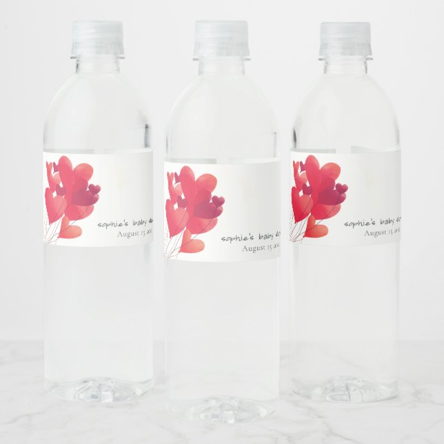 Niedlich Red Heart Balloons Sweetheart Baby Dusche (Flaschen)