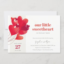 Niedlich Red Heart Balloons Sweetheart Baby Dusche Einladung