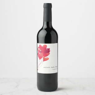 Niedlich Red Heart Balloons Sweetheart Baby Dusche Weinetikett