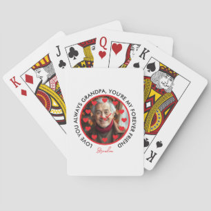 Niedlich Red Hearts Clock Liebe Großeltern Foto Spielkarten