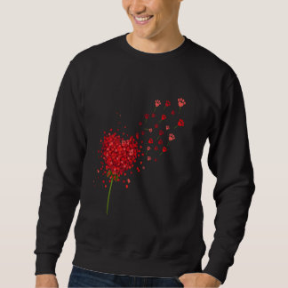 Niedlich Red Hearts Paw Dog Blume Fly Dandelion Va Sweatshirt