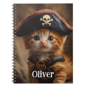 Niedlich Red Kitten Pirate Foto Notizblock