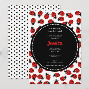 Niedlich Red Ladybug Baby Shower Girl Einladung