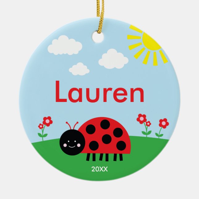 Niedlich Red Ladybug Keramik Ornament (Vorne)