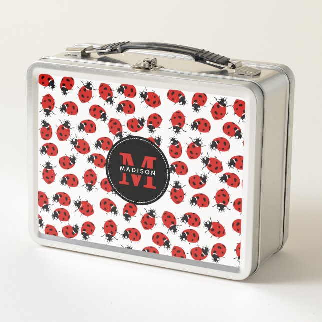 Niedlich Red Ladybug Pattern Metall Brotdose (Vorderseite)