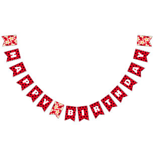 Niedlich Red Ladybug Polka dot Daisy Blume Geburts Wimpelkette