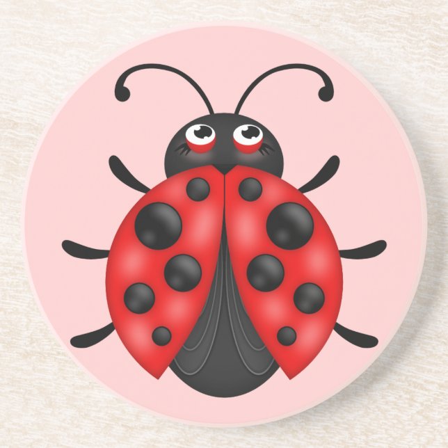 Niedlich Red Ladybug Sandstone Drink Untersetzer (Vorne)