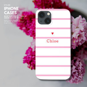 Niedlich Red Liebe Heart Pink Stripe iPhone Case