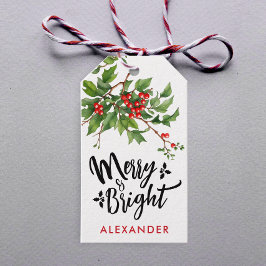 Niedlich Red Merry Christmas Mistletoe Name Wasser Geschenkanhänger