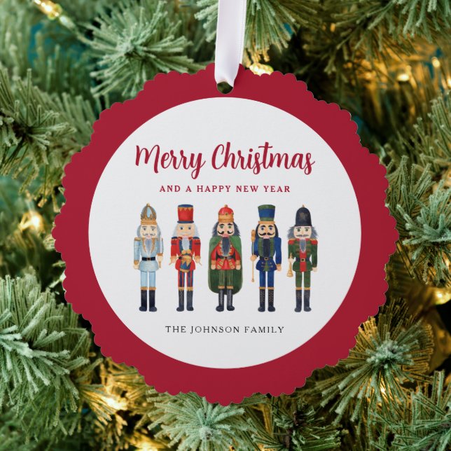 Niedlich Red Nutcracker Frohe Weihnachten Ornament Karte (Insitu (Baum))