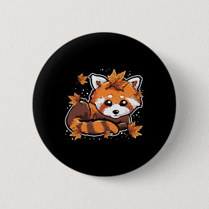 Niedlich Red Panda Anima Herbstlaube Herbstsaison Button