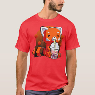 Niedlich Red Panda Boba Tea Bubble Tea Kawaii Ja T-Shirt