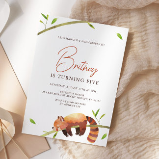 Niedlich Red Panda Geburtstag Minimalistische Einl Einladung