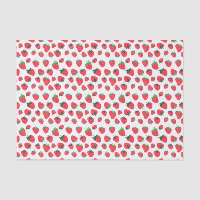 Niedlich Red Pastel Strawberry Pattern Seidenpapier (Vorderseite)