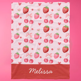 Niedlich Red Pink Coquette Strawberry Cherry Fleecedecke