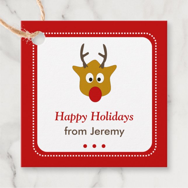 Niedlich Red Rudolph the Reindeer Christmas Gesche Geschenkanhänger (Vorderseite)