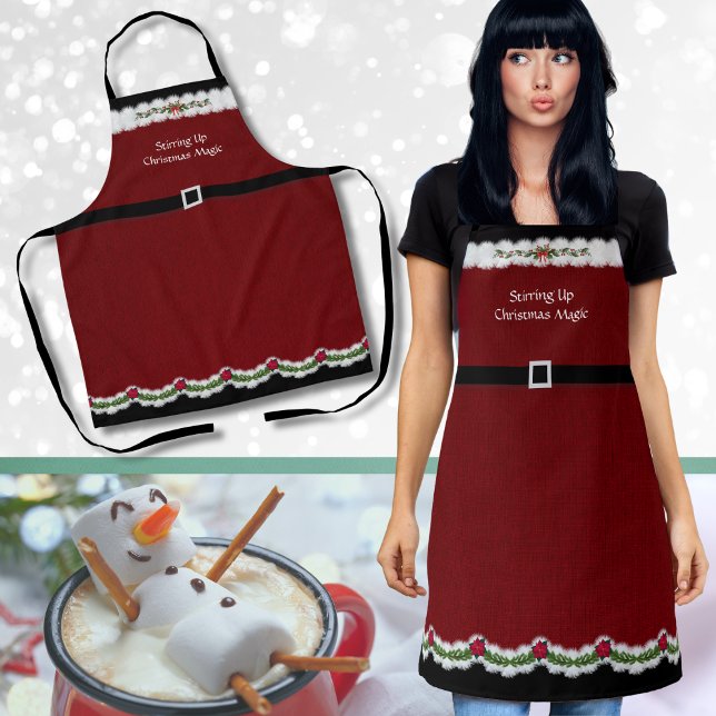 Niedlich Red Santa Anzug Weihnachten Schürze (A fun and festive Christmas apron for holiday baking)
