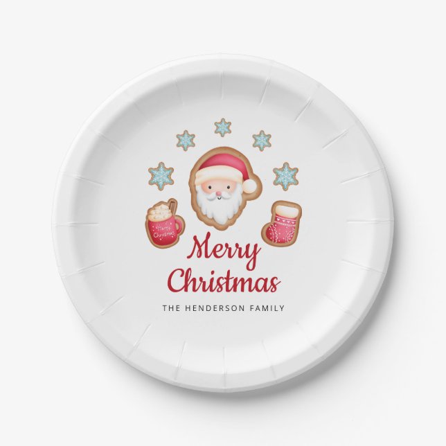 Niedlich Red Santa Merry Weihnachten Pappteller (Vorderseite)
