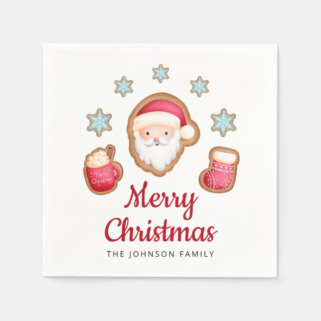 Niedlich Red Santa Merry Weihnachten Serviette (Vorderseite)