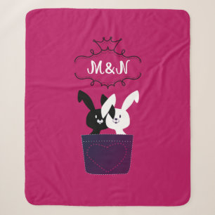 Niedlich Red Schwarz-weiß Kawaii Bunny Friend Mono Sherpadecke