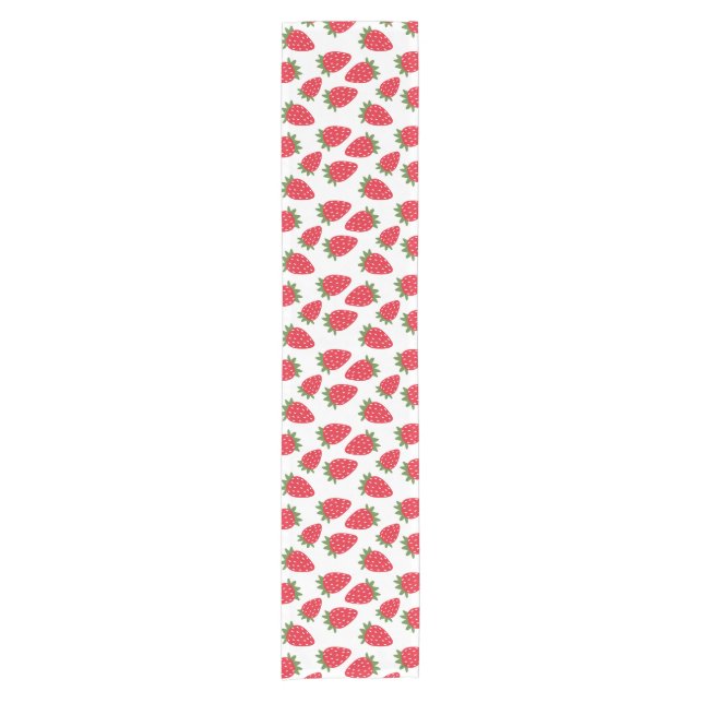 Niedlich Red Seamless Strawberry Table Runner Kurzer Tischläufer (Vorderseite)