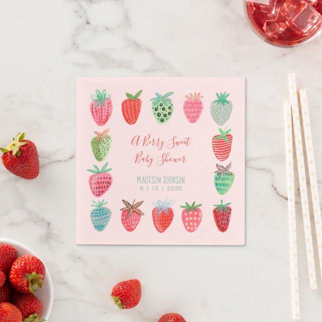 Niedlich Red Strawberry Bery Swery Baby Dusche Serviette (Beispiel)