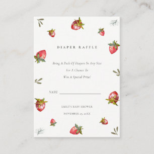 Niedlich Red Strawberry Leaf Diaper Raffle Baby Du Begleitkarte
