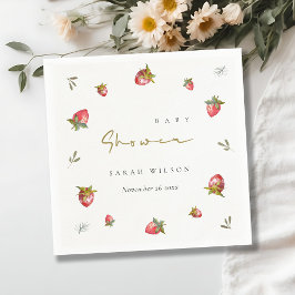 Niedlich Red Strawberry Leafy Botanical Baby Dusch Serviette