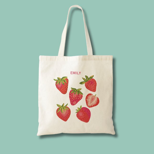 Niedlich Red Summer Strawberry Tragetasche (Strawberry personalized tote bag.)