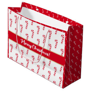 Niedlich Red Sweet Candy Canes Frohe Weihnachten Große Geschenktüte