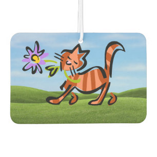 Niedlich Red Tabby Cartoon Cat Autolufterfrischer