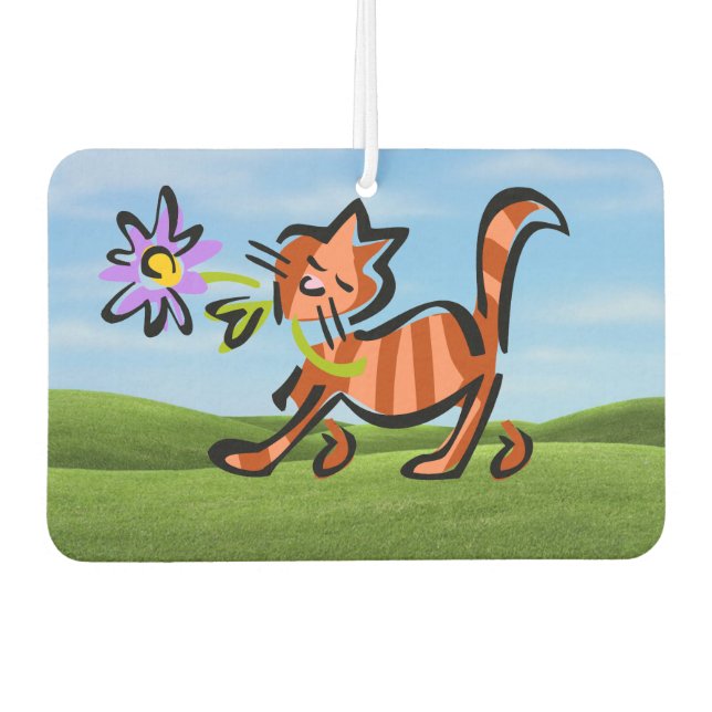 Niedlich Red Tabby Cartoon Cat Autolufterfrischer (Vorderseite)