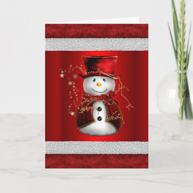 Niedlich Red Velvet Snowman Weihnachten Karte (Vorderseite)