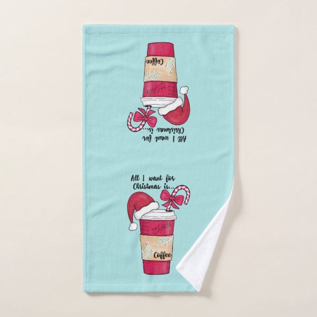 Niedlich Red Weihnachtsmannmütze Kaffee Candy Cane Handtuch (Handtuch)