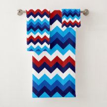 Niedlich Red White Blue Chevrons Badetuch Set