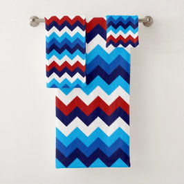 Niedlich Red White Blue Chevrons Badetuch Set