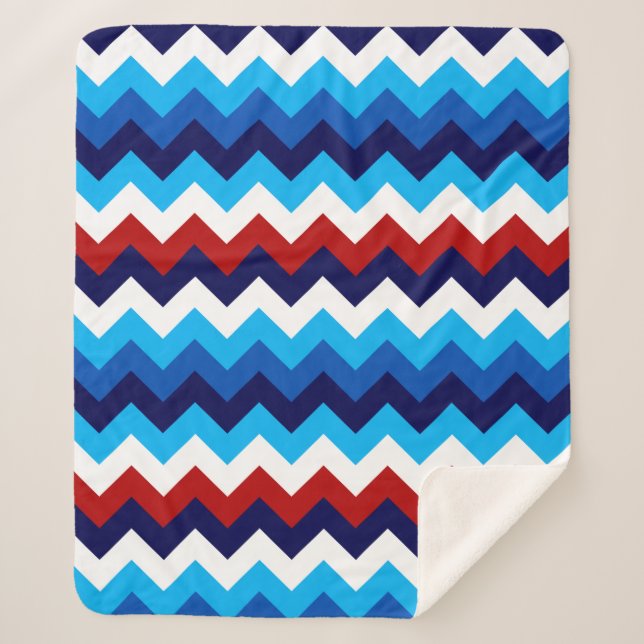 Niedlich Red White Blue Chevrons Medium Sherpa Bla Sherpadecke (Vorderseite)