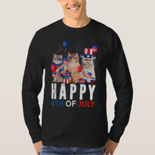 Niedlich Red White Blue Persian Cat Patriotic Happ T-Shirt