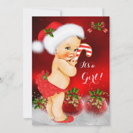 Niedlich Red White Christmas Baby Shower Brünett Einladung